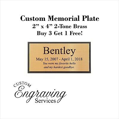PET MEMORIAL PLATE - Beautiful Two Tone With Personalized Solid Brass Plate