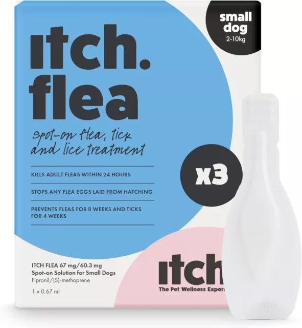 Itch | Small Dog Flea & Tick Treatment Spot-On Solution | Dogs 2kg-10kg | Kills