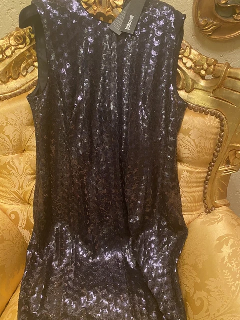 Roberto Cavalli Pailetten Kleid NP 896 Euro ITA46 NEU Dunkelblau