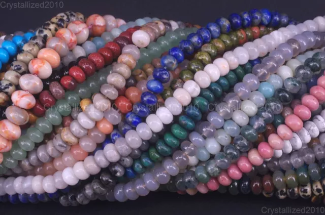 Natural Gemstones Rondelle Spacer Loose Beads 4mm x 6mm 5mm x 8mm Stone 15.5”