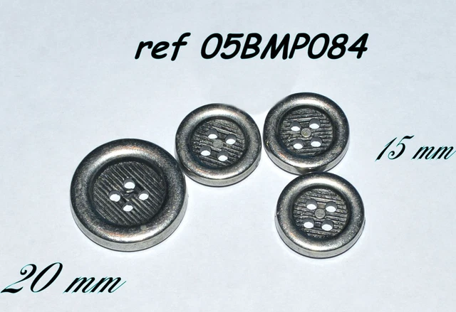 Lot De 6 Boutons Rond Plastique Recyclé 4 Trous Blanc