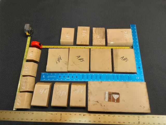 16 qty ~ 1.5" &  1" & 7/8 Thick ABS beige tan plastic flat bar stock sheet block