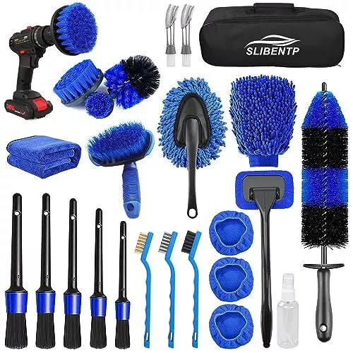 26Pcs Lot de Brosse Nettoyage Voiture,Pinceau Detailing Auto,kit de détail de vo