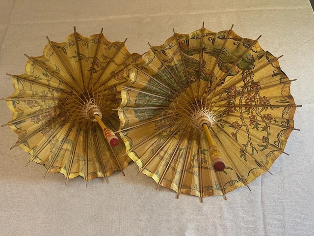 2- Hand Painted Tree and Peacock Japanese Bamboo Rice Paper