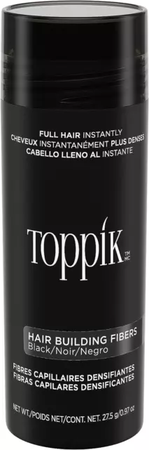 Toppik Hair Building Fibres Powder, Black, 27.5G Bottle - for a Thicker-Looking