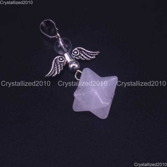 Natural Gemstones Angel Wings Merkaba Reiki Healing Pendant Charm Necklace Beads