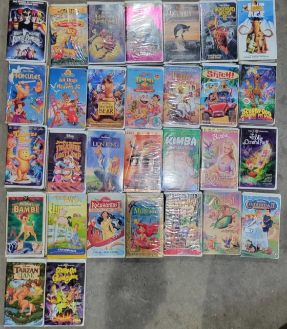 Lot of 30 VHS Tape Movies (Disney, Ice Age, The Lion King, & more)