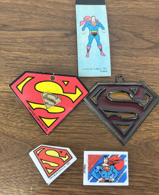 Vintage Superman DC Comics Collectibles Lot Of 5 Ornament Pin Erasers Notepad Vintage Superman DC Comics Collectibles Lot Of 5 Ornament Pin Erasers Notepad