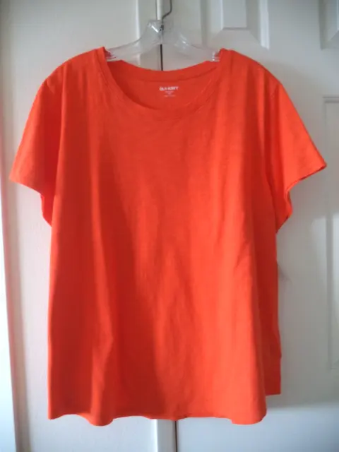 Must Have! Old Navy Sunny Orange Scoop Neck Cotton T-shirt 2XL 18 20 22 XXL 2X