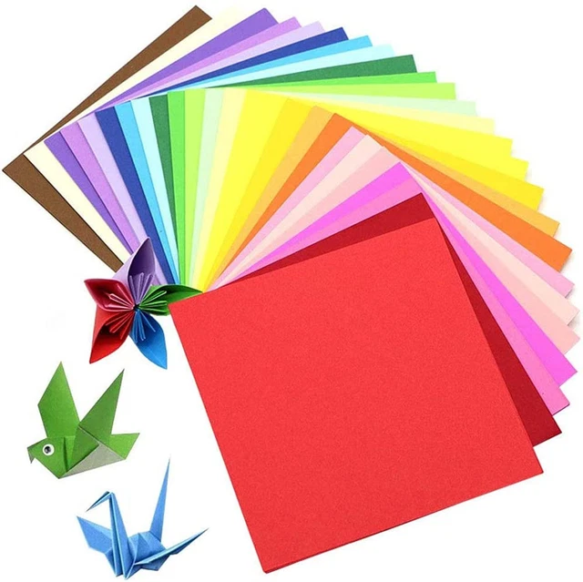 Carta Origami Doppia Faccia 600 Fogli - 3 Misure: 8, 13 E 15 Cm - 10 Colori Vivaci Per Fai Da Te E Artigianato