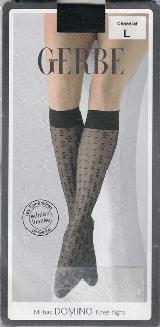 Mi-bas Gerbe DOMINO Limited Edition – Chocolat, Taille L, Fabriqués En France (Neuf)