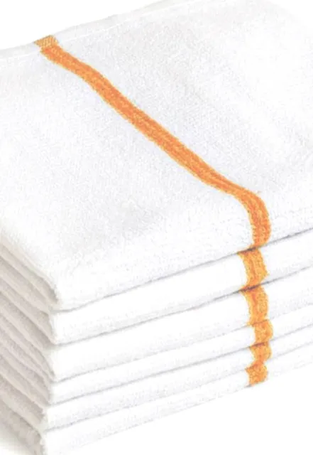 12 Pcs. Gold Stripe Bar Towel 16x19 In. 32 Oz. 100% Cotton. All Purpose Towel.