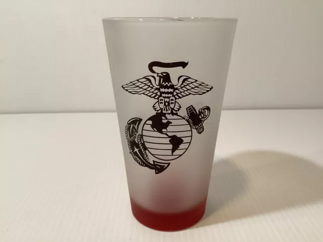 Marine Corp Drinking Glass 6” Tall Red Bottom