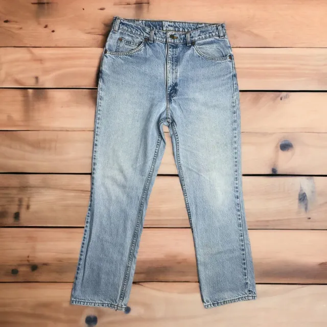 Vintage LEVIS 619 Jeans Mens 34x30 Blue Denim Faded Whiskers Orange-Tab RARE 90s