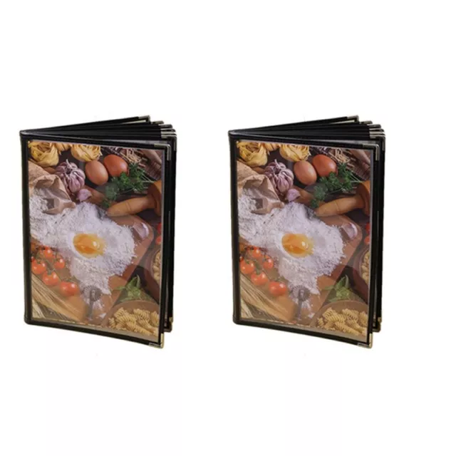 2X Transparent Restaurant Menu Covers for A4 Size Book  Cafe Bar 8 Pages 168257