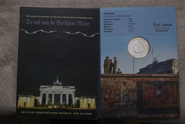 🧭 🇩🇪 Germany Ddr 20 Mark 1990 Silver In Folder B63 #336
