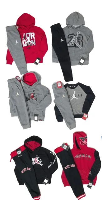 Air Jordan Boys 2-PC Hooded or Non-Hooded Sweatsuits / Jogger Sets; Sz 4-7, NWT