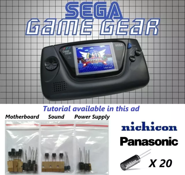 SEGA Game Gear 20 Capacitors Restoration & Repair Kit / No Sound & Dim Screen