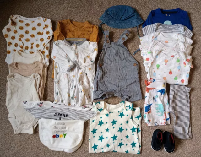 Huge Baby Boy 20pc Bundle 3-6 Months Summer Dungarees Vests