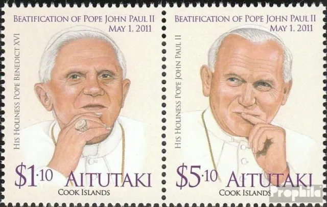Aitutaki 834-835 Paar (kompl.Ausg.) postfrisch 2012 Papst Johannes Paul II.