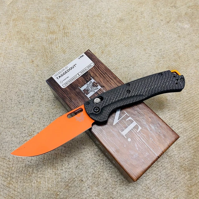Benchmade 15535OR-01 Taggedout 3.5" CPM Magnacut Carbon Fiber Handles Knife