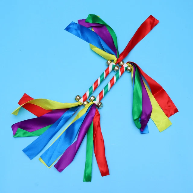 2 piezas accesorios de mano júbilo con campanas niños gimnasia colorido Cheer pompom R