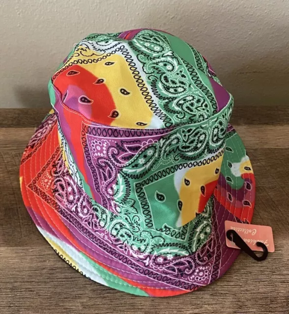 Paisley Reversible Bucket Hat Visor Fishing Outdoor Summer Multicolor NWT