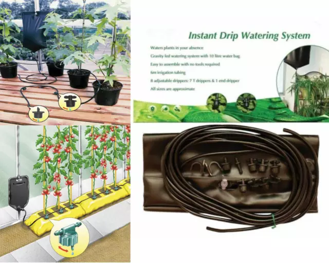 Instant Drip Watering Fed Gravity Irrigation Plants Greenhouse System Water Kit