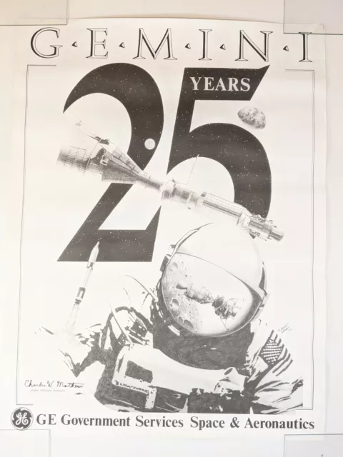 Vintage Gemini Space Program 25th Anniversary GE General Electric Poster NASA