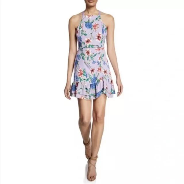 Parker Dress Amina Lilac Floral Halter Lais Fleur  Sleeveless Women’s Size 10