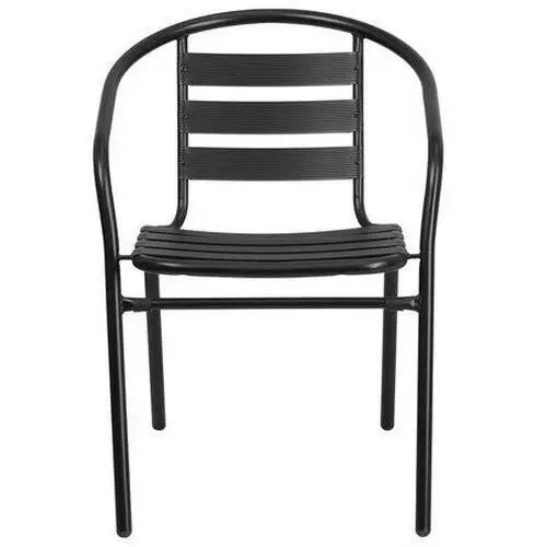 Flash Furniture Black Metal Restaurant Commercial Stack Chair w/ Aluminum Slats