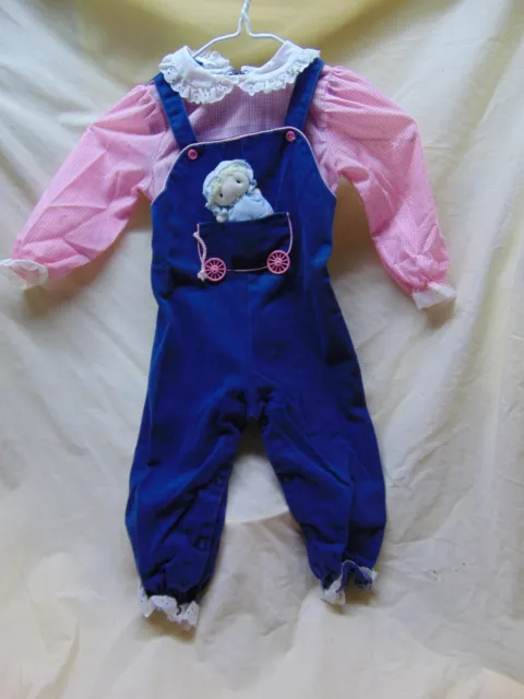 **Vintage** Baby Girl Size 18 Months All In One "Denim" Overalls Outfit-Chandler