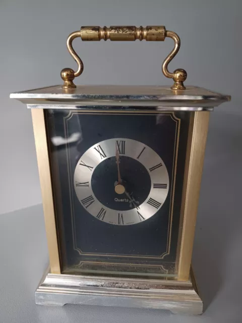 Vtg Craftguild West Germany Brass Analog Desk Clock Hechinger Quartz Movement