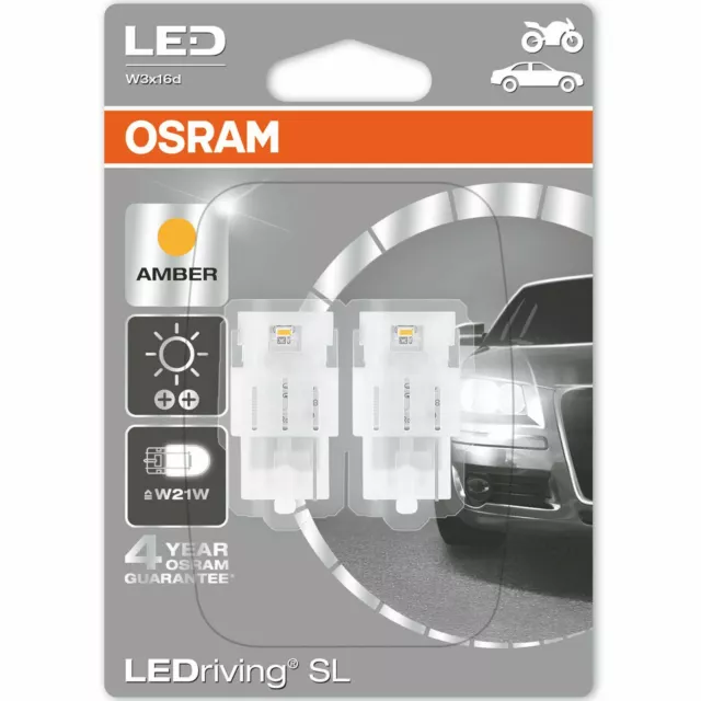 OSRAM LED W21W 582 T20 SC 12V 7706YE-02B Jaune Ampoules de signalisation W3x16d