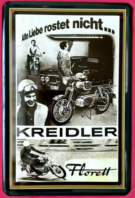 Blechschild 20x30 Kreidler Florett GT Motorrad Moped historisch Reklame Werbung