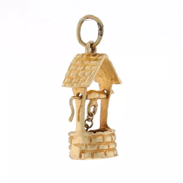 Oro Giallo Smalto Bianco Vintage Acqua Ben Ciondolo 14k Source Secchio Moves