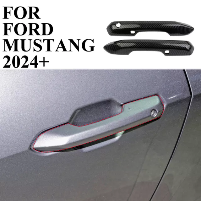 ABS carbon fiber side door handles trim cover Fit For Ford Mustang 2024