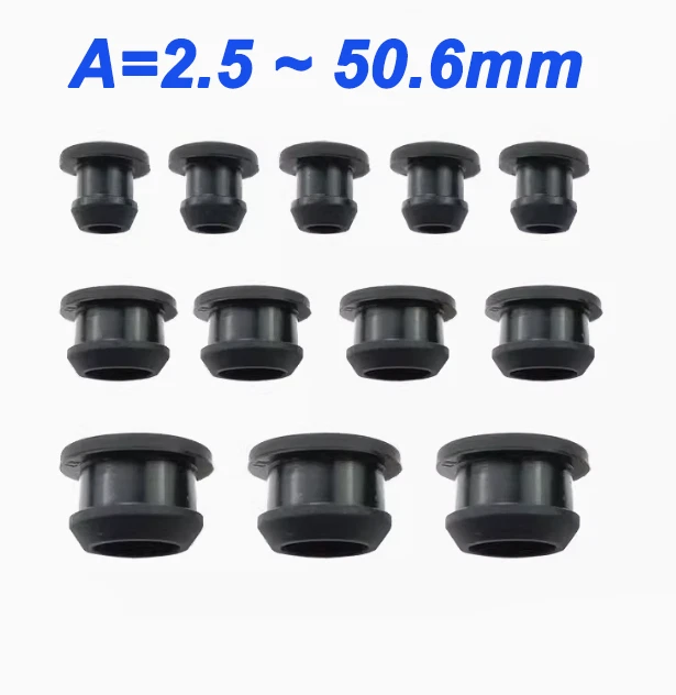 BLACK SNAPON HOLE Plug Silicone Rubber Blanking Seal Bung Pipe Tube 2