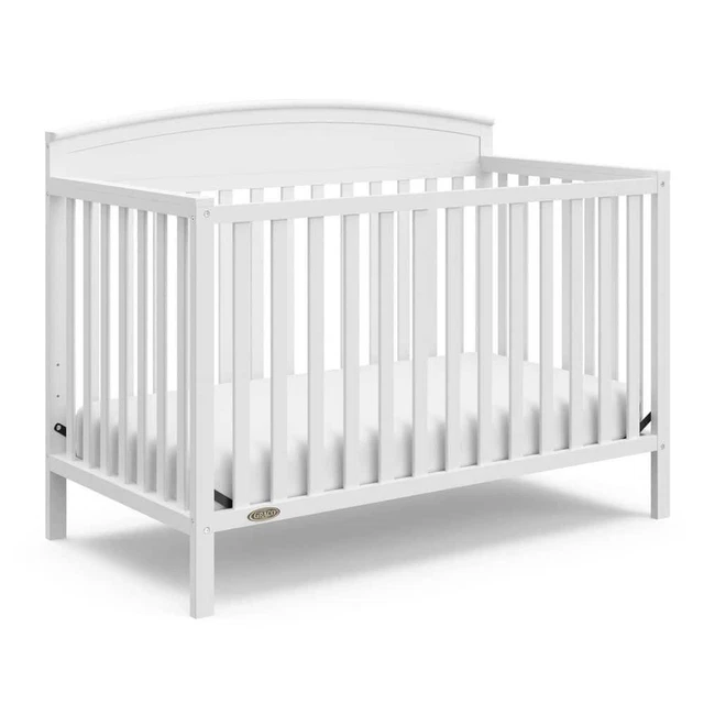 Graco 41.68"H x 56.73"W 4 in-1-Convertible Wood Full Bed Toddler Metal White