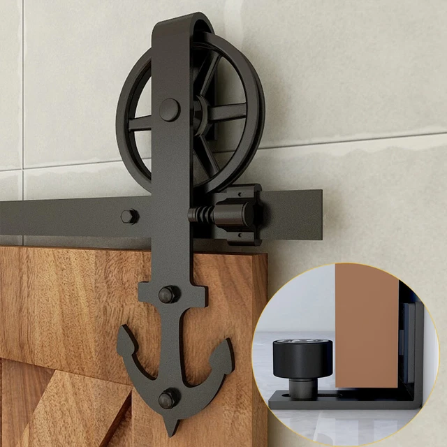 Single Sliding Barn Door Hardware Kit 5ft/6ft/8ft/10ft Track Big Spoke Wheel