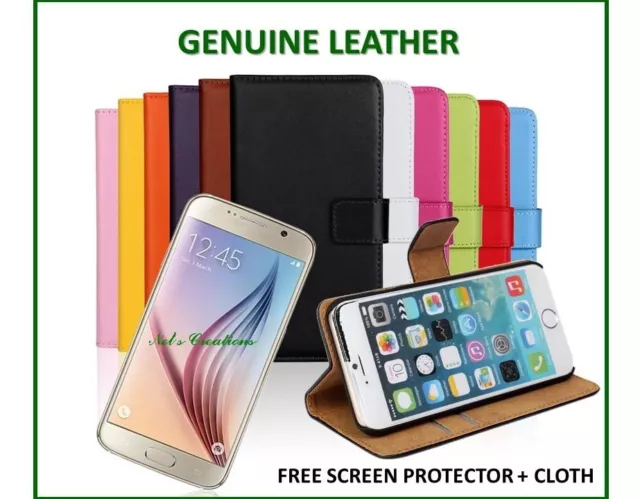 Real Genuine Leather Phone Wallet Case Cover Card Apple IPhone 6 4.7 & Plus 5.5