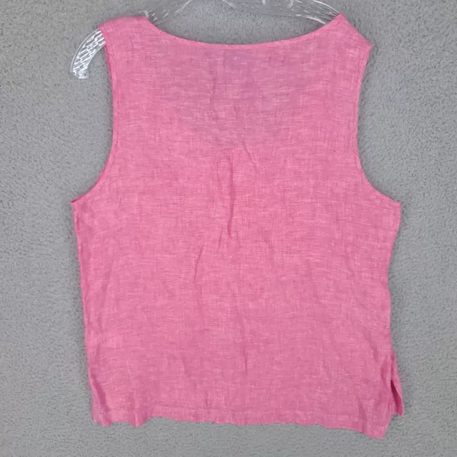 Jones New York Tank Top Womens Xl 100% Linen Pink Sleeveless Scoop Neck 2