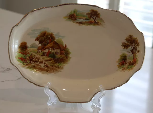 Vintage Alfred Meakin Sandwich/Cake Plate - English Country Scenes - High Tea