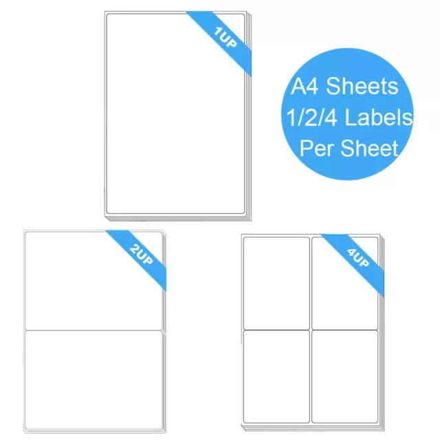 A4 Self Adhesive Labels Inkjet Laser Sticker Mailing Address 1-4 per sheet