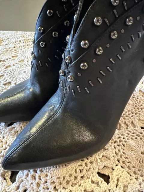 Vince Camuto Women's Black Leather Studded Ankle Boots Size 5.5