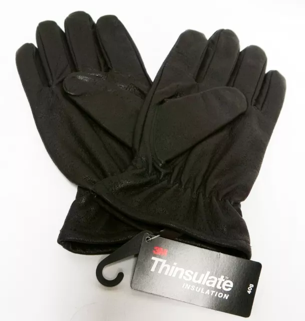 Thinsulate Wrist Seal Genuine Leather Mens Winter Gloves BLACK LARGE 40 gram 3M 2