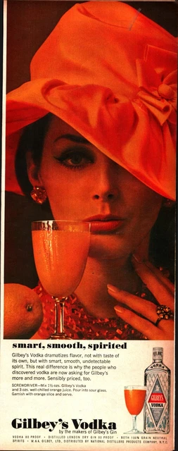 1964 Gilbey's vodka sexy women smart smooth spirited Vintage Print Ad c2