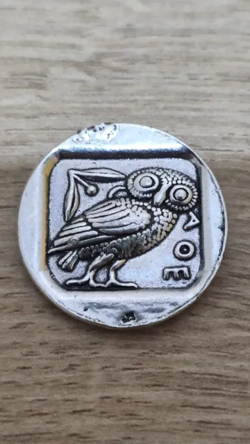 Ancient Athens Athena Owl Commemorative Silver 925 Tetradrachm Coin 26mm.