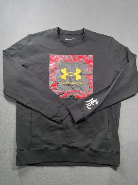 Under Armour Sweater Mens Large Black Long Sleeve Pullover Graphic Print