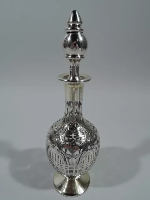 Black, Starr & Frost Decanter - 87 - Antique   American Glass & Silver Overlay